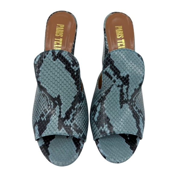 Paris Texas Blue Snakeskin Block Heel Mules EU40 US10 Like New w Original Box - Picture 5 of 11